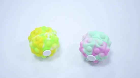 Estallido caliente del silicón de la venta del Amazonas del hilandero de la yema del dedo del alivio de tensión él juguete LED colorido octogonal 3D Fidget Ball
